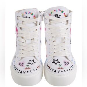 Zadig & Voltaire White Multicolor High-Top Sneakers